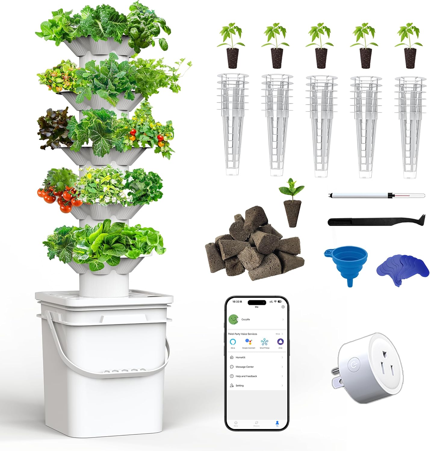 Hydroponic Tower - نظام زراعة مائية مكون من 5