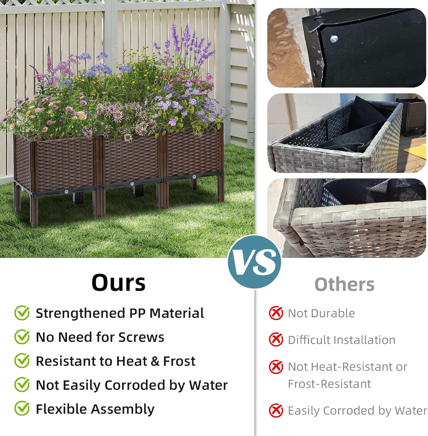 أحواض زراعة خارجية من الروطان، - مراجعة Self Watering Planter وسعره